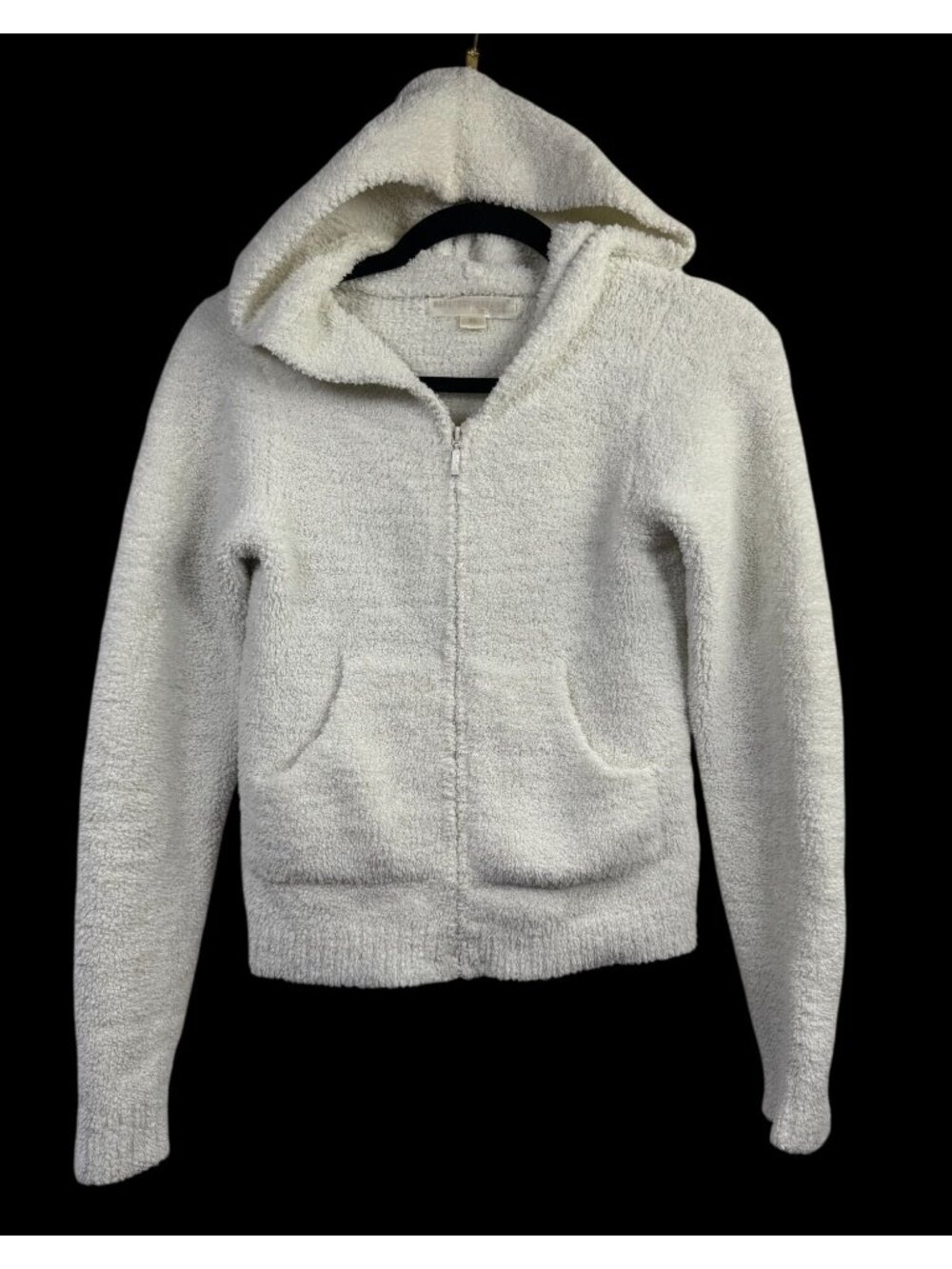 Barefoot Dreams Cozy Chic White Hoodie Zip Up Teddy Jacket Womens XS Warm Soft